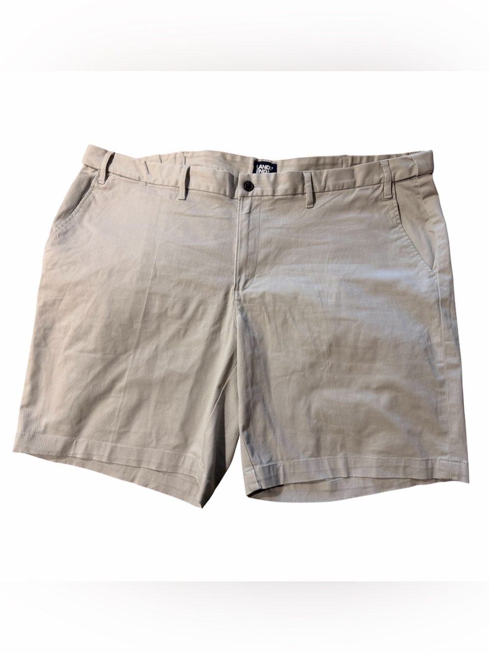 Lands' End Men's Light Khaki Flat Front Shorts